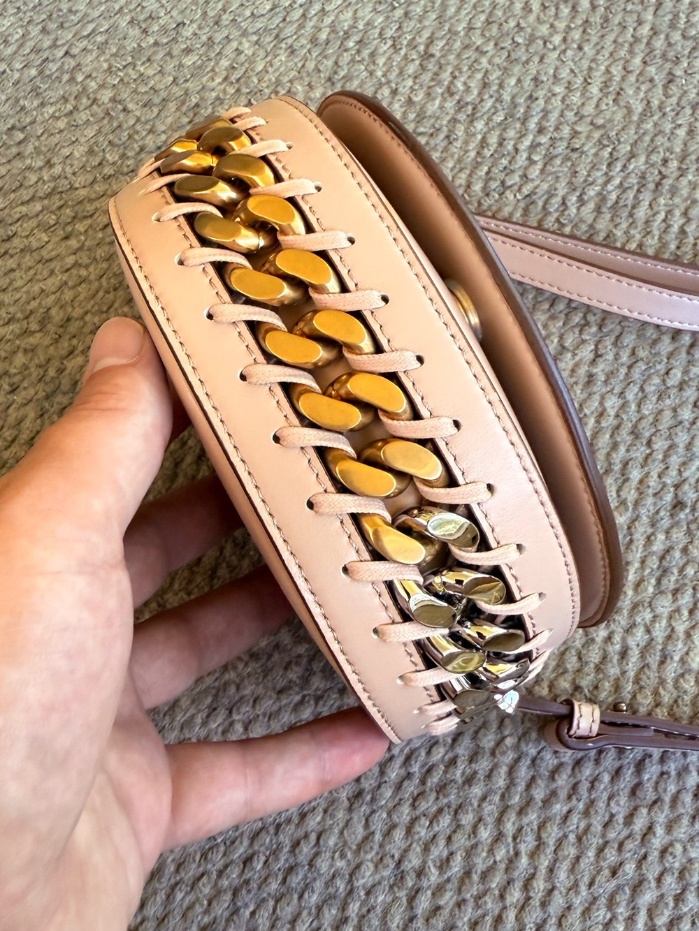 Stella McCartney Frayme Shoulder Bag Small Blush Pink Chain Link Trim $1,326 EUC - Picture 10 of 13